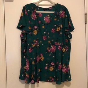 Torrid Floral Flutter Sleeve Top Size 3